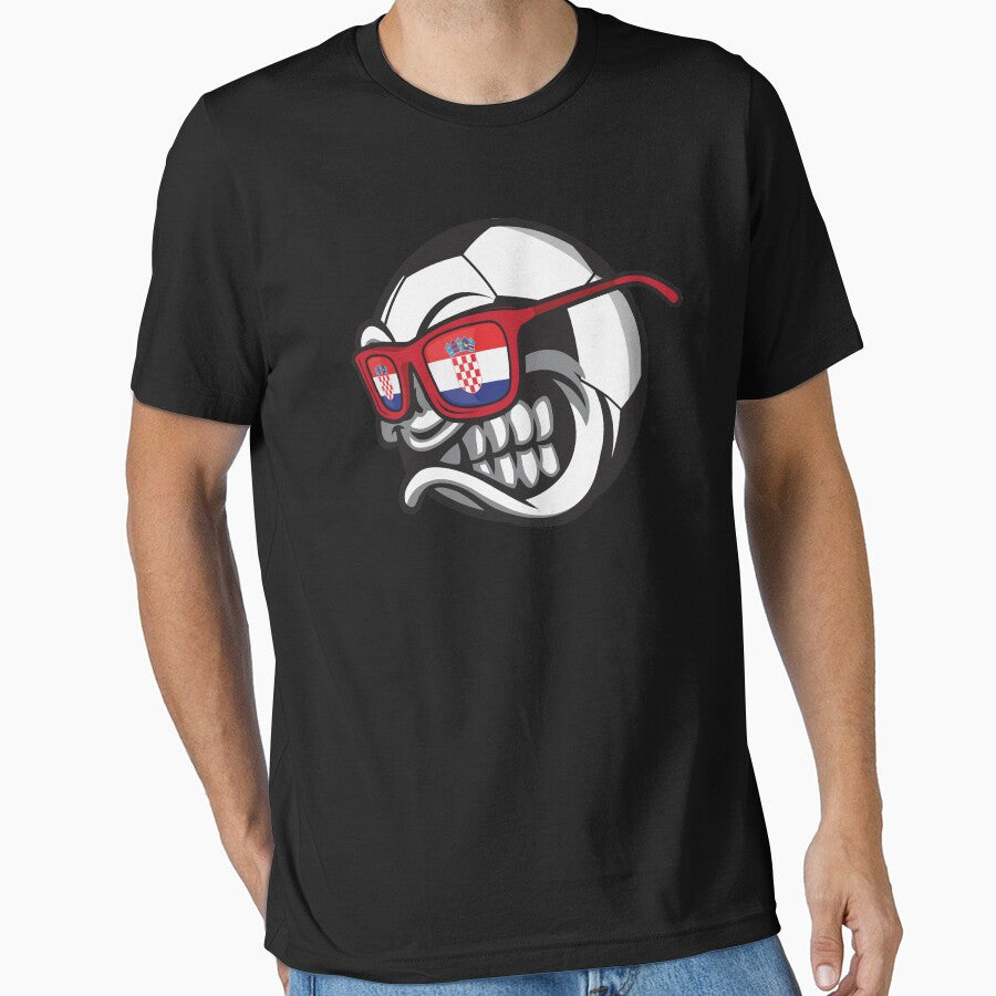 Croatia Angry Soccer Ball with Sunglasses Croatian Fan Accessoires by festivalshirt Unisex T-shirt, Sweatshirt, Hoodie, Long Sleeve Tee - T-Shirt, Sweatshirt, Hoodie