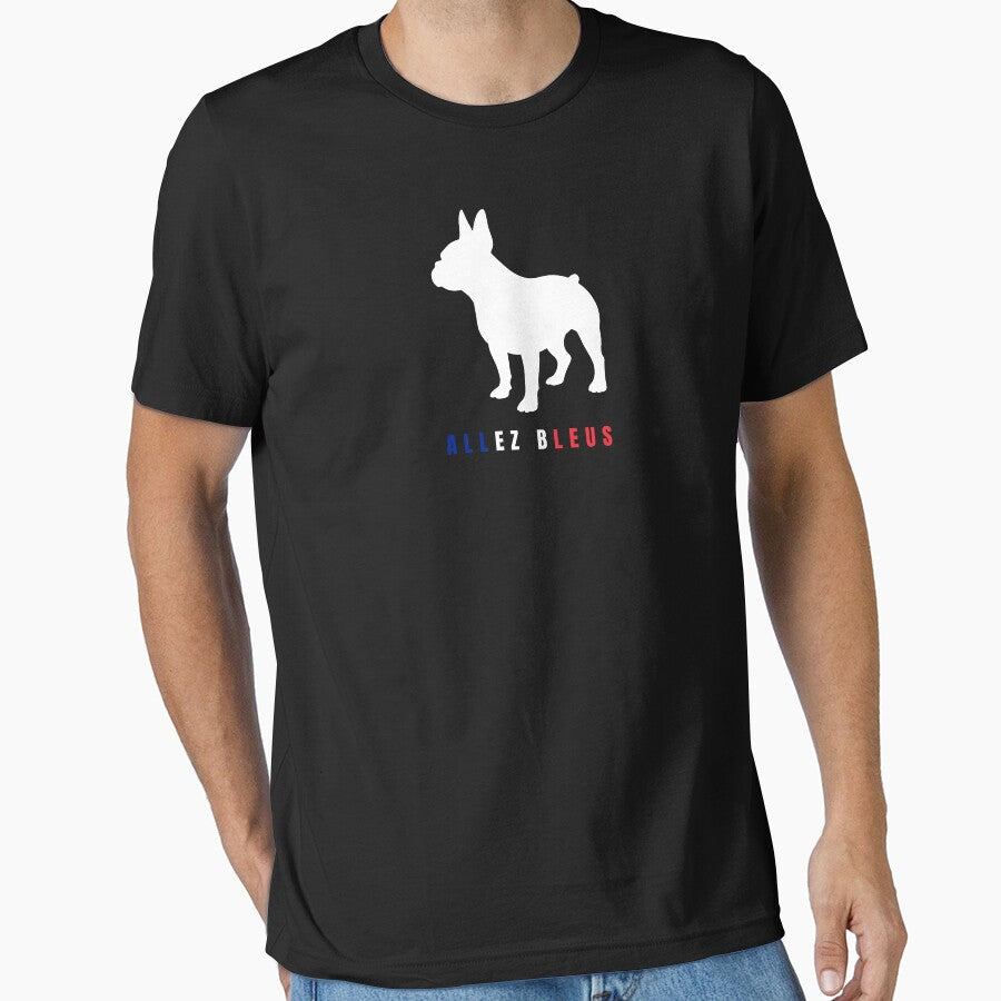 French Bulldog France Soccer Tournament Silhouette (For Dark Apparel) by TailPrints Unisex T-shirt, Sweatshirt, Hoodie, Long Sleeve Tee - T-Shirt, Sweatshirt, Hoodie