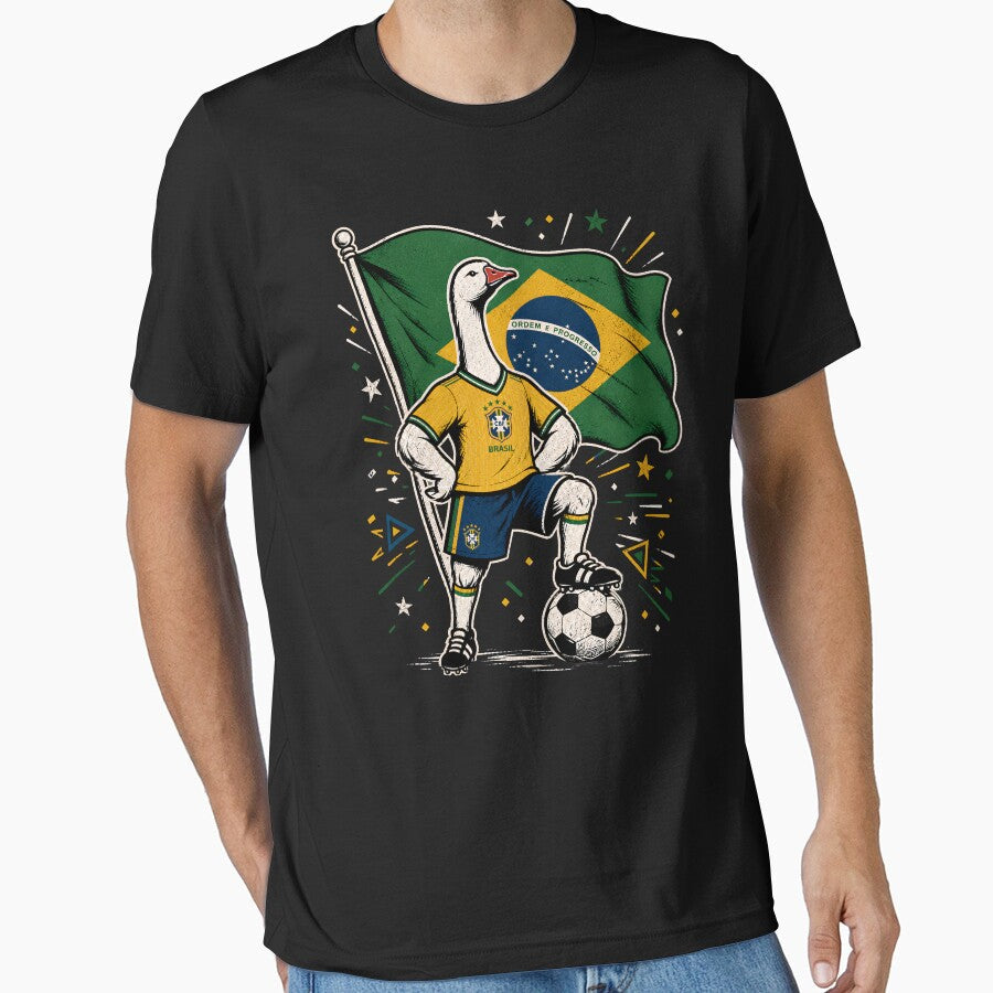 Brazil Soccer Goose  Patriotic Football Fan by THREE LITTLE BEANS Unisex T-shirt, Sweatshirt, Hoodie, Long Sleeve Tee - T-Shirt, Sweatshirt, Hoodie