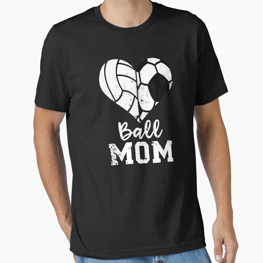 Ball Mom Heart Funny Soccer Volleyball Mom by SPOPOO      Unisex T-shirt, Sweatshirt, Hoodie, Long Sleeve Tee - T-Shirt, Sweatshirt, Hoodie