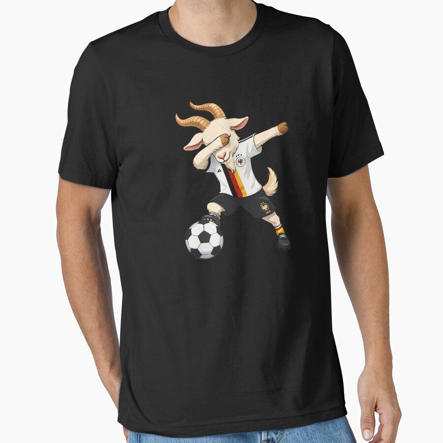 Dabbing GOAT Soccer Star  Funny Germany Football Meme | Ultimate World Cup Fan Design by BrainBubbleArt - T-Shirt, Sweatshirt, Hoodie