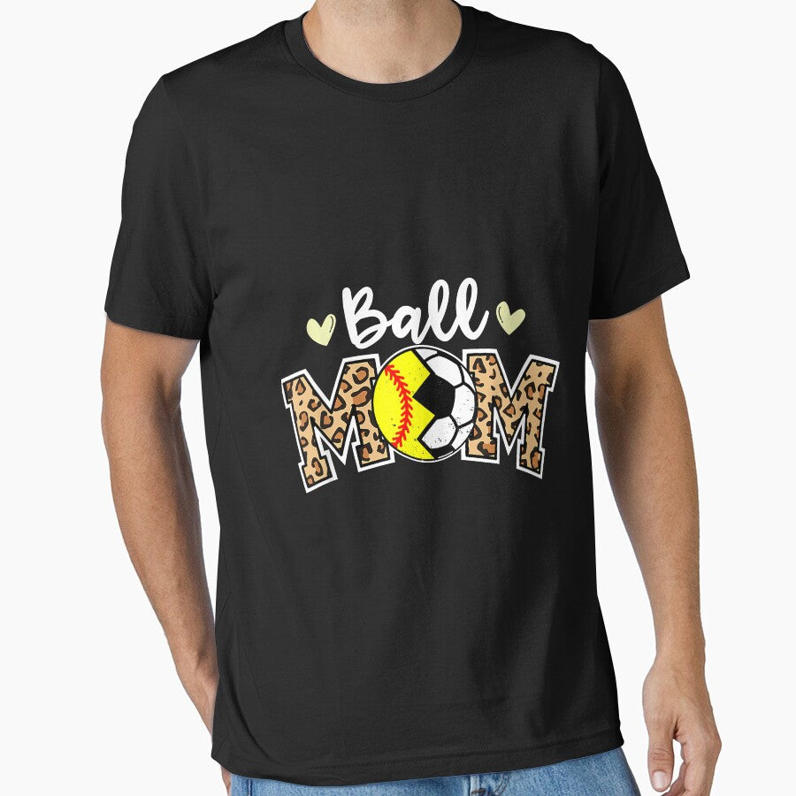 Ball Mom Leopard Funny Soccer Softball Player Mom by Mitzi12312 Unisex T-shirt, Sweatshirt, Hoodie, Long Sleeve Tee - T-Shirt, Sweatshirt, Hoodie