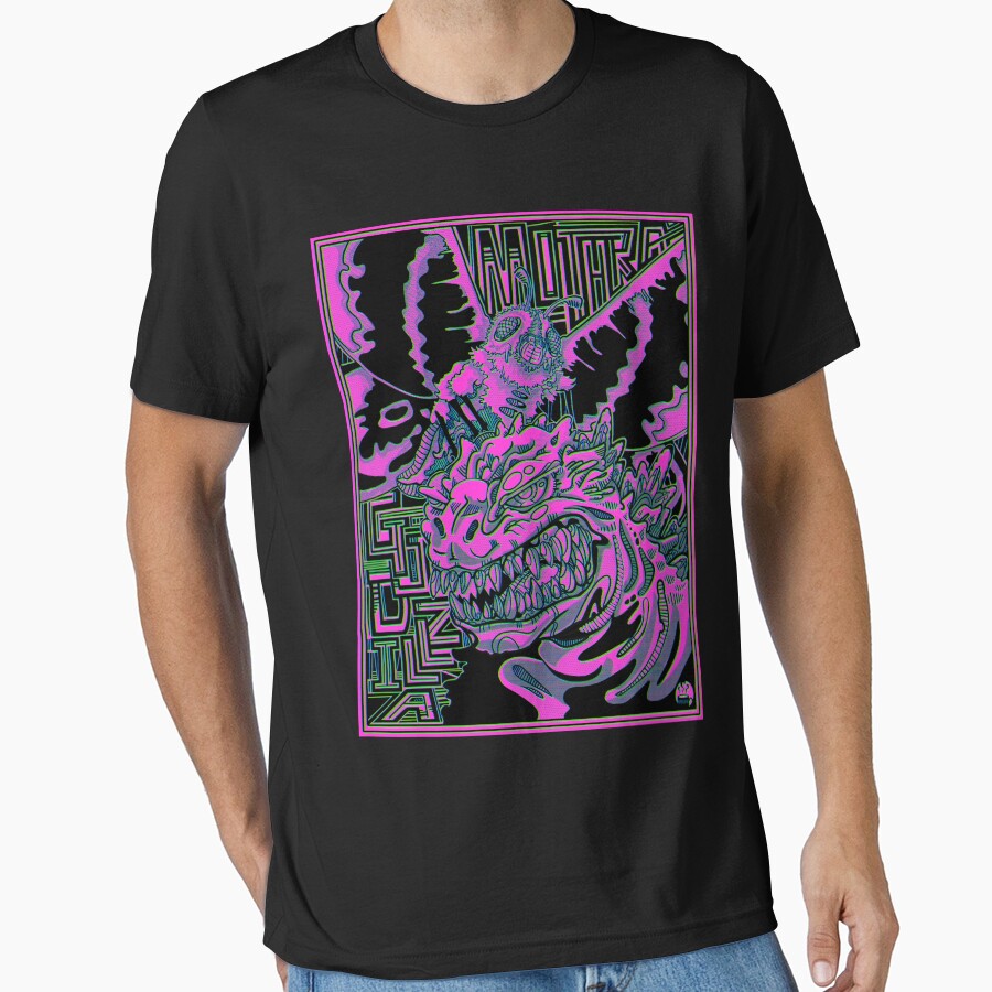 Mothra and Godzilla Neon by NonDecafArt Unisex T-shirt, Sweatshirt, Hoodie, Long Sleeve Tee - T-Shirt, Sweatshirt, Hoodie