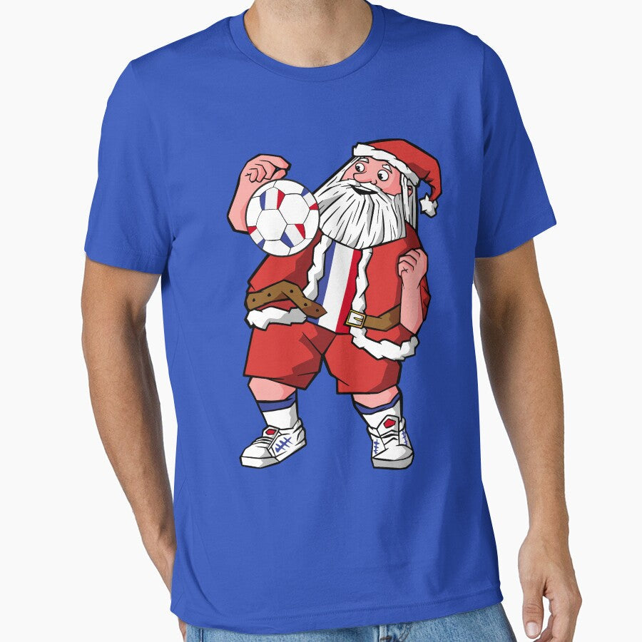 Santa Playing Football Father Christmas France Flag Kids, Mens, Womens. by pipsmerch Unisex T-shirt, Sweatshirt, Hoodie, Long Sleeve Tee - T-Shirt, Sweatshirt, Hoodie