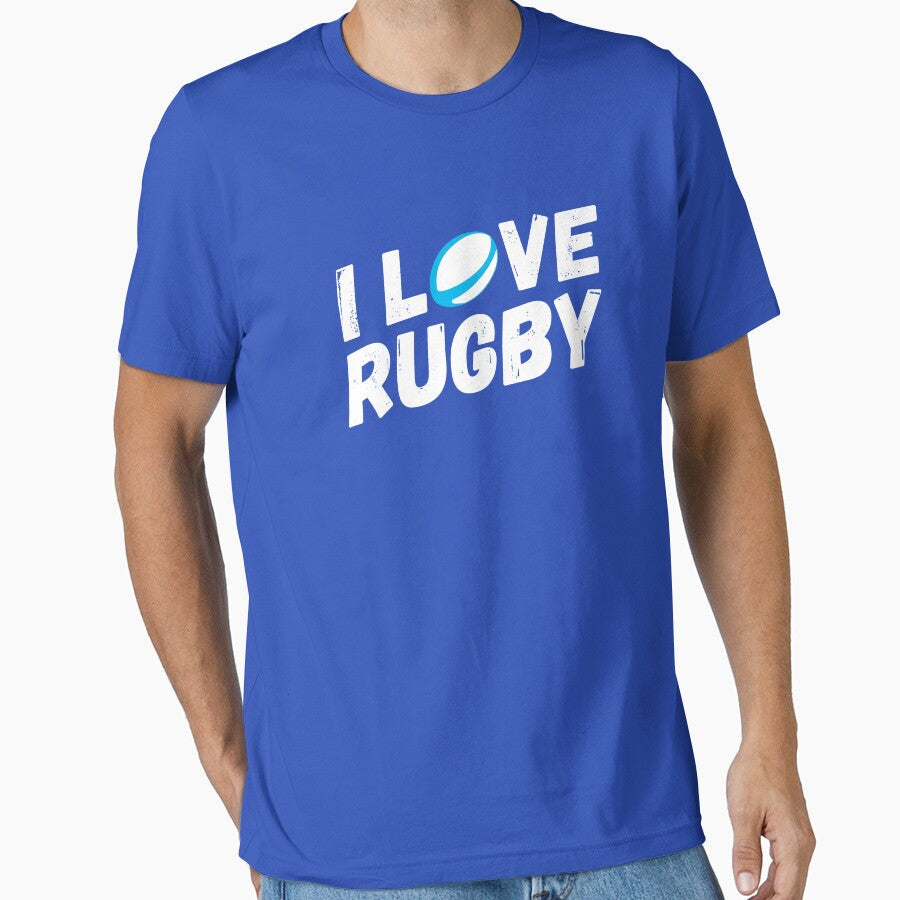 I LOVE RUGBY - Blue by gemgemshop Unisex T-shirt, Sweatshirt, Hoodie, Long Sleeve Tee - T-Shirt, Sweatshirt, Hoodie