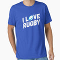 I LOVE RUGBY - Blue by gemgemshop Unisex T-shirt, Sweatshirt, Hoodie, Long Sleeve Tee - T-Shirt, Sweatshirt, Hoodie