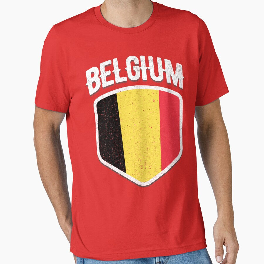 Belgium National Flag World Sport Stadium Fans T Shirt Supporter Jersey Football Cup TShirt by screenworks - T-Shirt, Sweatshirt, Hoodie