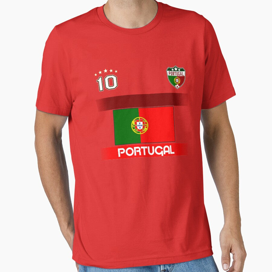 Portugal Soccer Shirt with Flag, Shield and Number 10 by fermo Unisex T-shirt, Sweatshirt, Hoodie, Long Sleeve Tee - T-Shirt, Sweatshirt, Hoodie