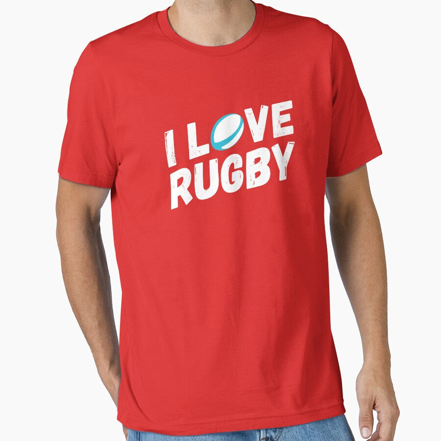 I LOVE RUGBY - Red by gemgemshop Unisex T-shirt, Sweatshirt, Hoodie, Long Sleeve Tee - T-Shirt, Sweatshirt, Hoodie