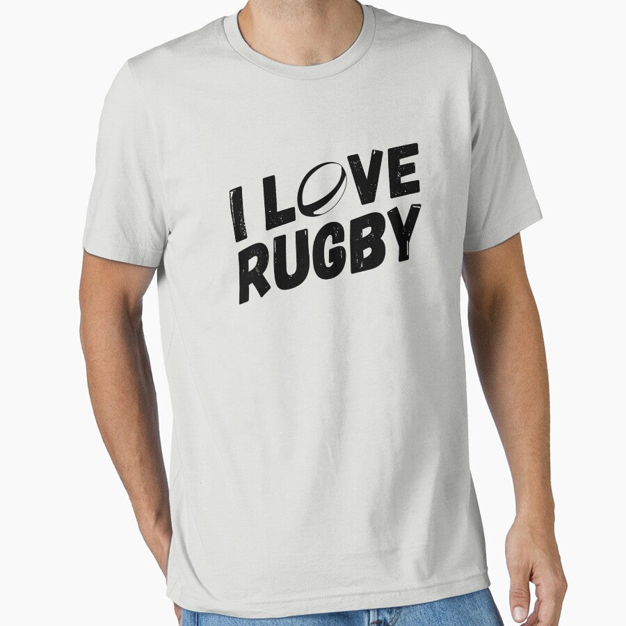 I LOVE RUGBY (Black) by gemgemshop Unisex T-shirt, Sweatshirt, Hoodie, Long Sleeve Tee - T-Shirt, Sweatshirt, Hoodie
