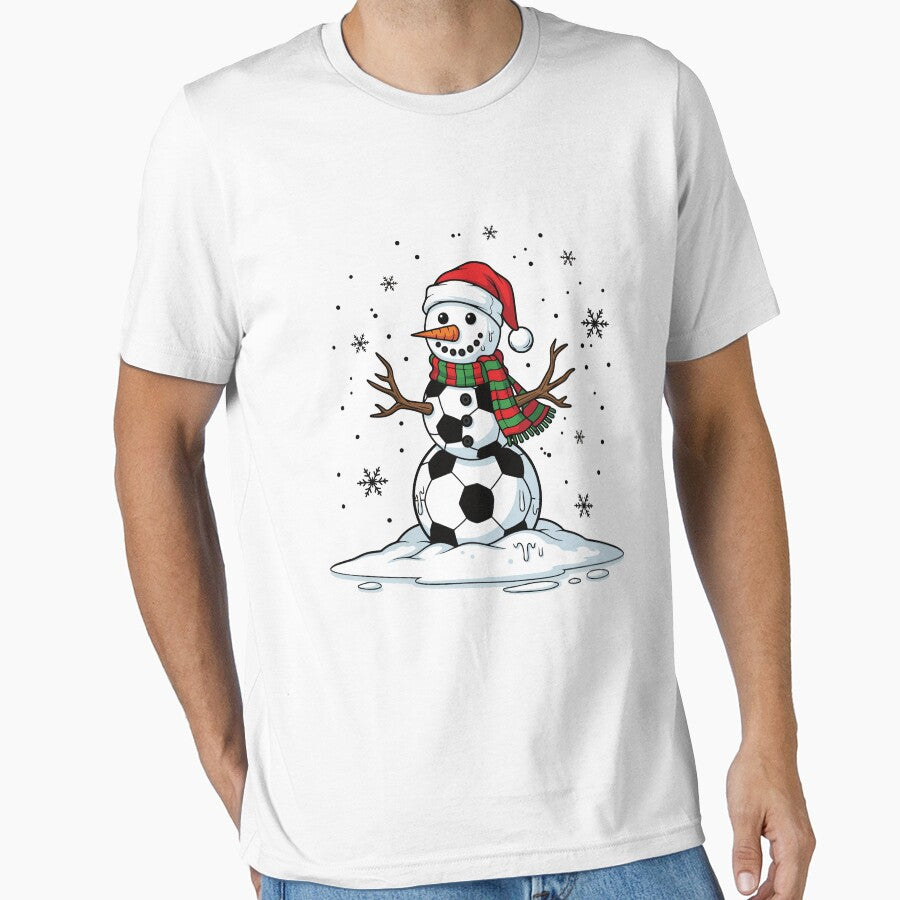 Winter Soccer Player Snowman by Belhbib Art  Unisex T-shirt, Sweatshirt, Hoodie, Long Sleeve Tee - T-Shirt, Sweatshirt, Hoodie