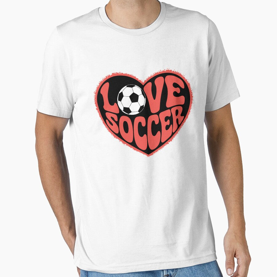 Love Soccer  Retro Heart-Shaped Typography Design by AFernandesDSG Unisex T-shirt, Sweatshirt, Hoodie, Long Sleeve Tee - T-Shirt, Sweatshirt, Hoodie