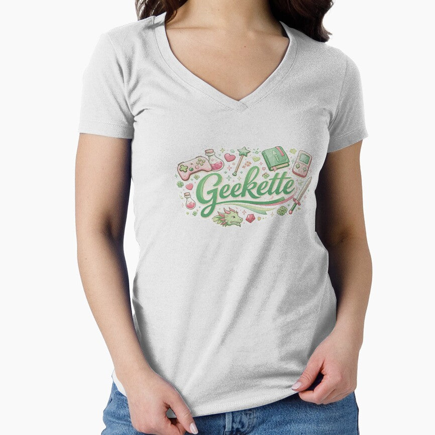 Geekette  Design Fantasy Green | Gamer Girl & Dragon by Love&Geek Unisex T-shirt, Sweatshirt, Hoodie, Long Sleeve Tee - T-Shirt, Sweatshirt, Hoodie