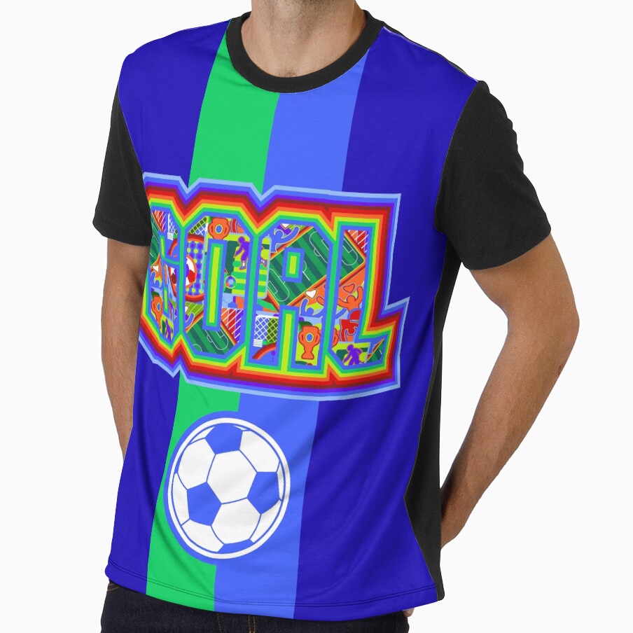 Goal Win Repeat Soccer Winner Vibrant POP Art Ball Pattern Soccer Dad by sofiartmedia Unisex T-shirt, Sweatshirt, Hoodie, Long Sleeve Tee - T-Shirt, Sweatshirt, Hoodie