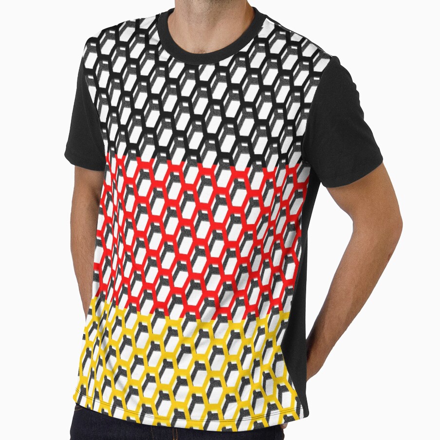 Germany Flag Grid Geometric Pattern by Carl's Clothing Unisex T-shirt, Sweatshirt, Hoodie, Long Sleeve Tee - T-Shirt, Sweatshirt, Hoodie