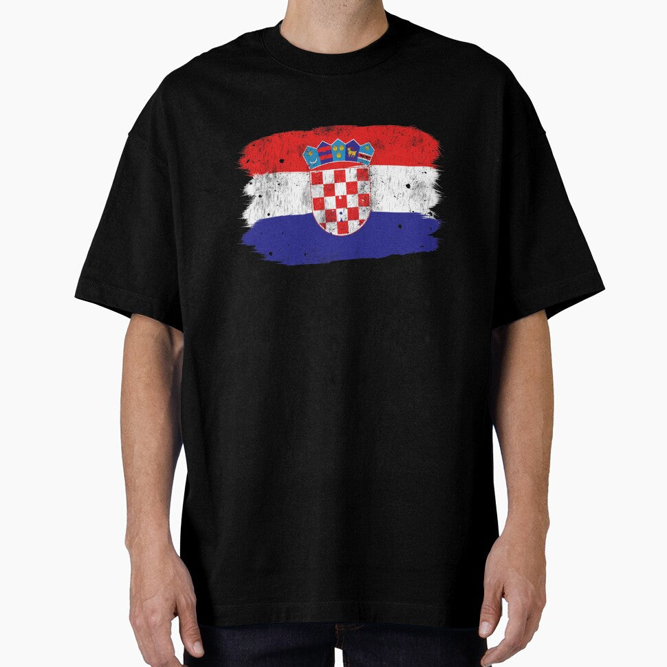 Croatia Hrvatska Flag Distressed Vintage Print by KimTee Unisex T-shirt, Sweatshirt, Hoodie, Long Sleeve Tee - T-Shirt, Sweatshirt, Hoodie
