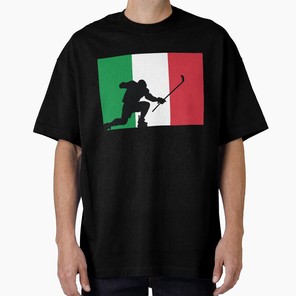 Italian Ice Hockey Silhouette Celebration by CanvasTee Unisex T-shirt, Sweatshirt, Hoodie, Long Sleeve Tee - T-Shirt, Sweatshirt, Hoodie