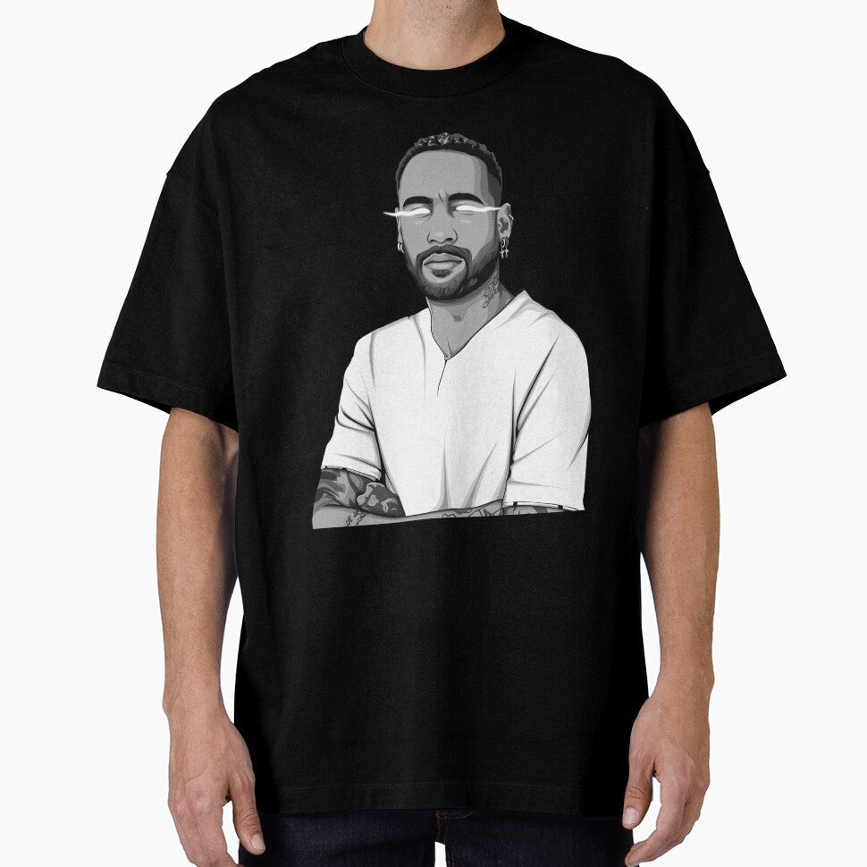 Neymar Jr. Black and White Version by Aldduardo Unisex T-shirt, Sweatshirt, Hoodie, Long Sleeve Tee - T-Shirt, Sweatshirt, Hoodie
