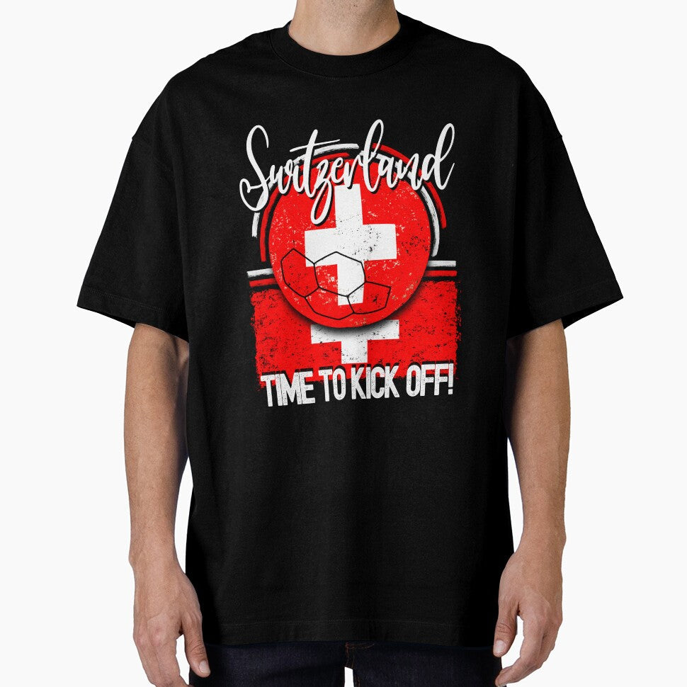 Switzerland Football Time to Kick Off, Vintage Soccer Ball by orangeblue21 Unisex T-shirt, Sweatshirt, Hoodie, Long Sleeve Tee - T-Shirt, Sweatshirt, Hoodie