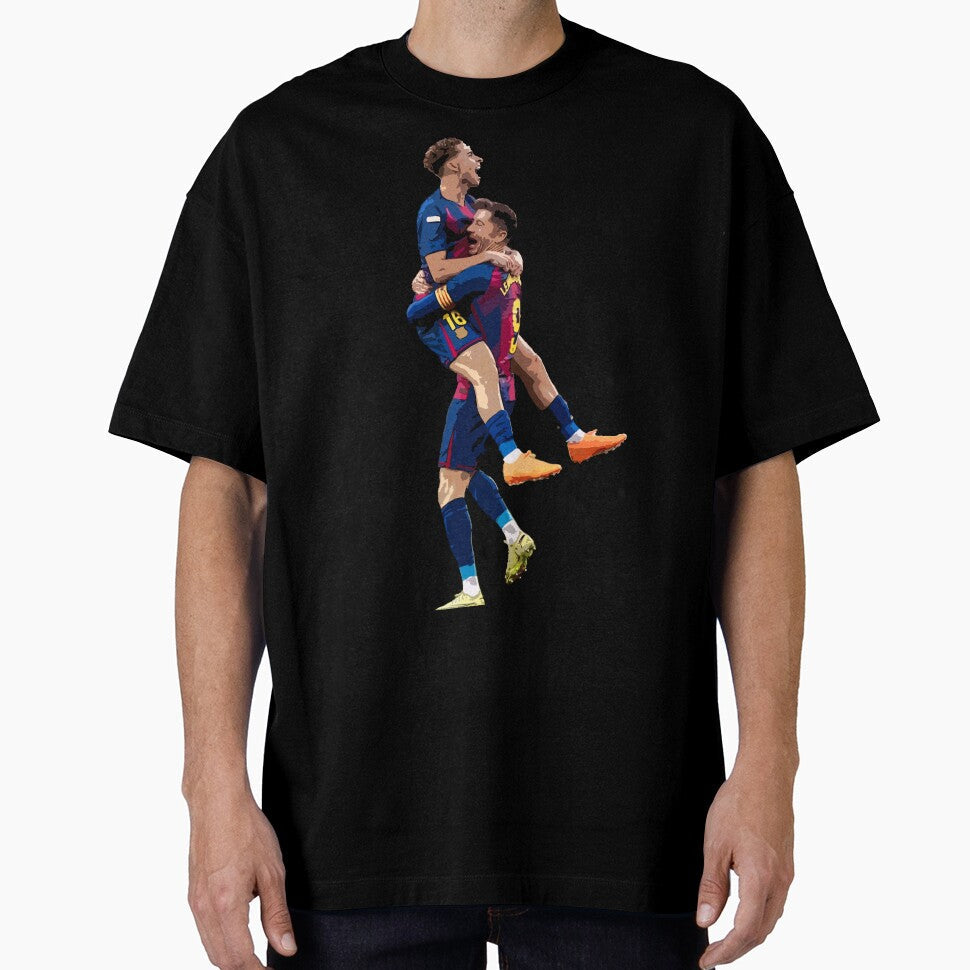 Fermin + Lewandowski goal celebration by raffrasta Unisex T-shirt, Sweatshirt, Hoodie, Long Sleeve Tee - T-Shirt, Sweatshirt, Hoodie
