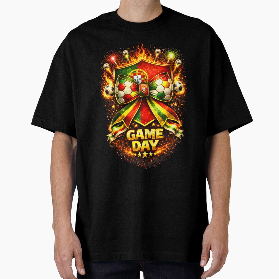 Portugal Soccer Bow Game Day Fire Crest Celebration by MuniraWearify Unisex T-shirt, Sweatshirt, Hoodie, Long Sleeve Tee - T-Shirt, Sweatshirt, Hoodie