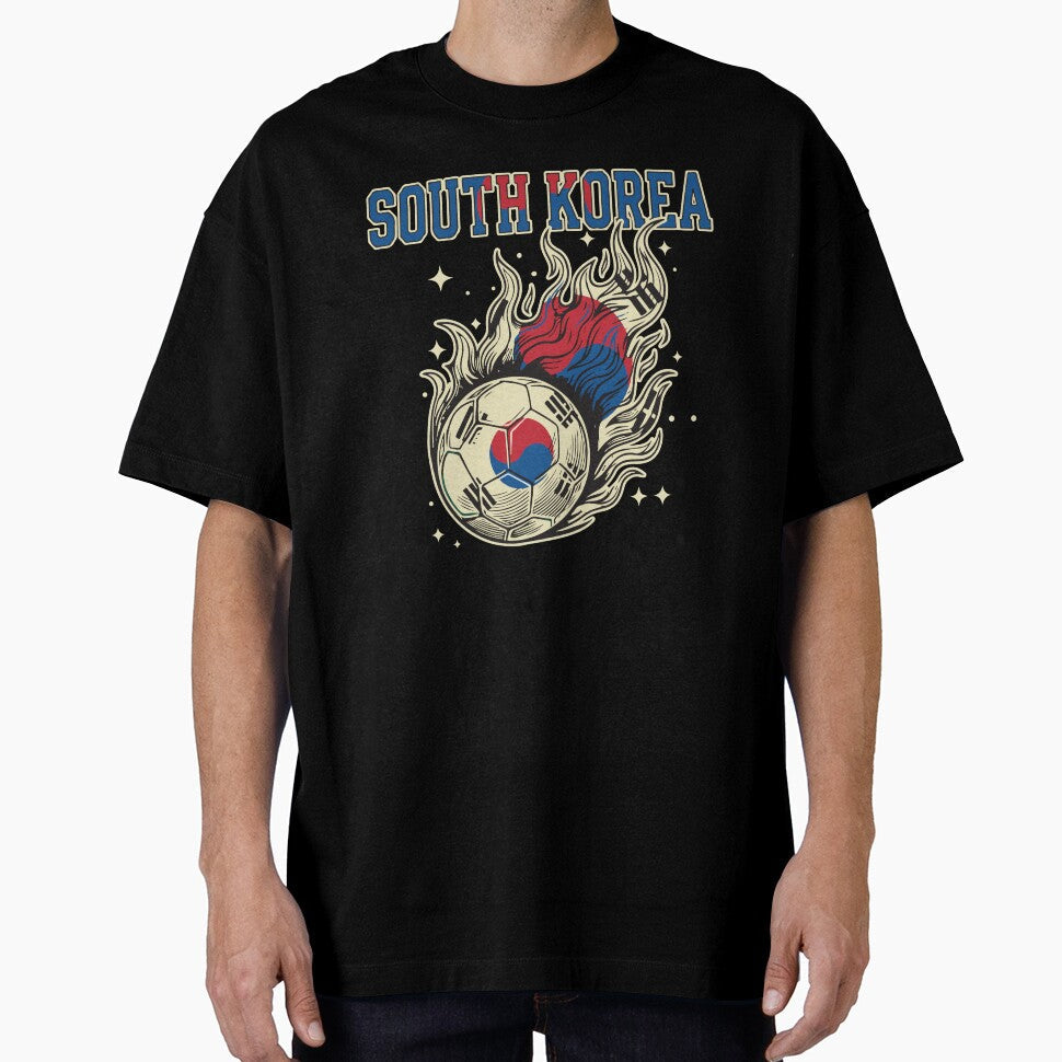 South Korea Soccer Flaming Ball Retro Football Fan Art by BrownHorse90s Unisex T-shirt, Sweatshirt, Hoodie, Long Sleeve Tee - T-Shirt, Sweatshirt, Hoodie