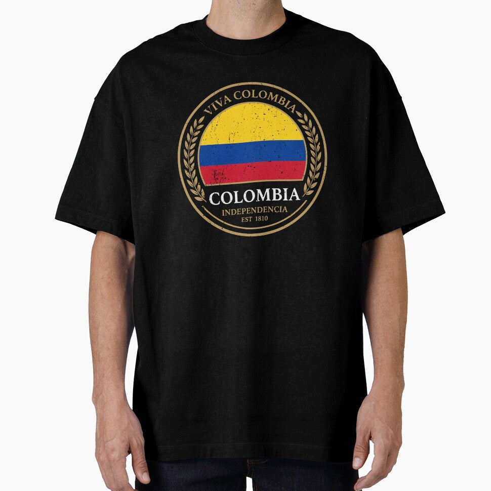 Viva Colombia Independencia 1810 Heritage Crest by crouchingpixel Unisex T-shirt, Sweatshirt, Hoodie, Long Sleeve Tee - T-Shirt, Sweatshirt, Hoodie