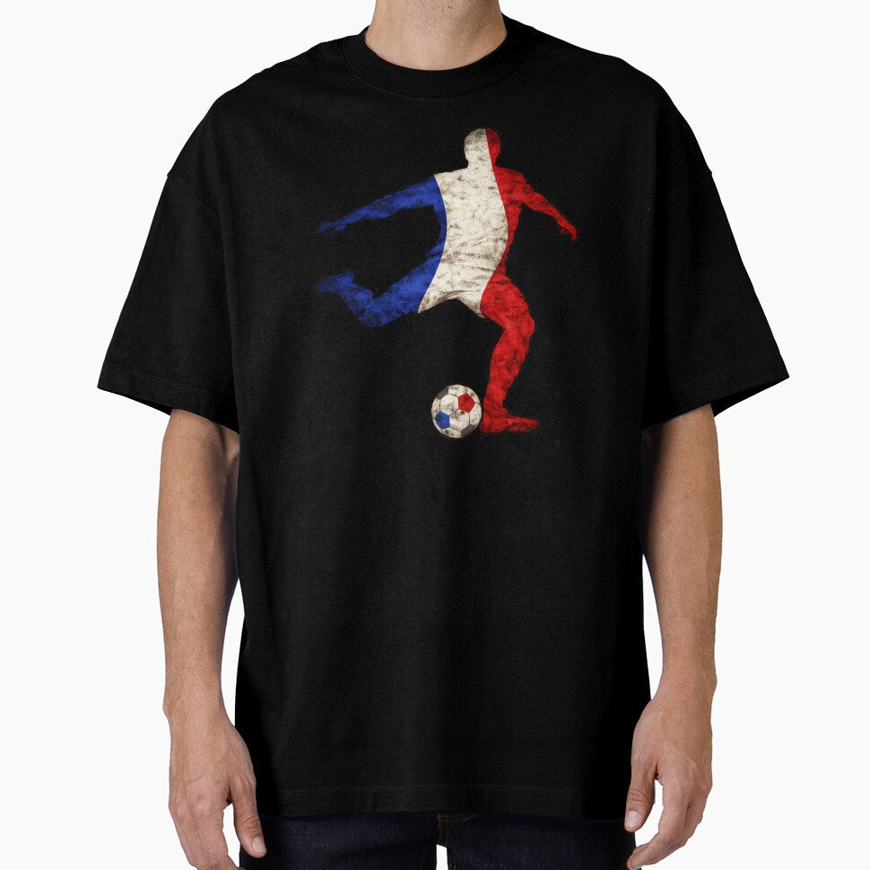 French Football Player Soccer Silhouette France Flag by LintonGriffin Unisex T-shirt, Sweatshirt, Hoodie, Long Sleeve Tee - T-Shirt, Sweatshirt, Hoodie