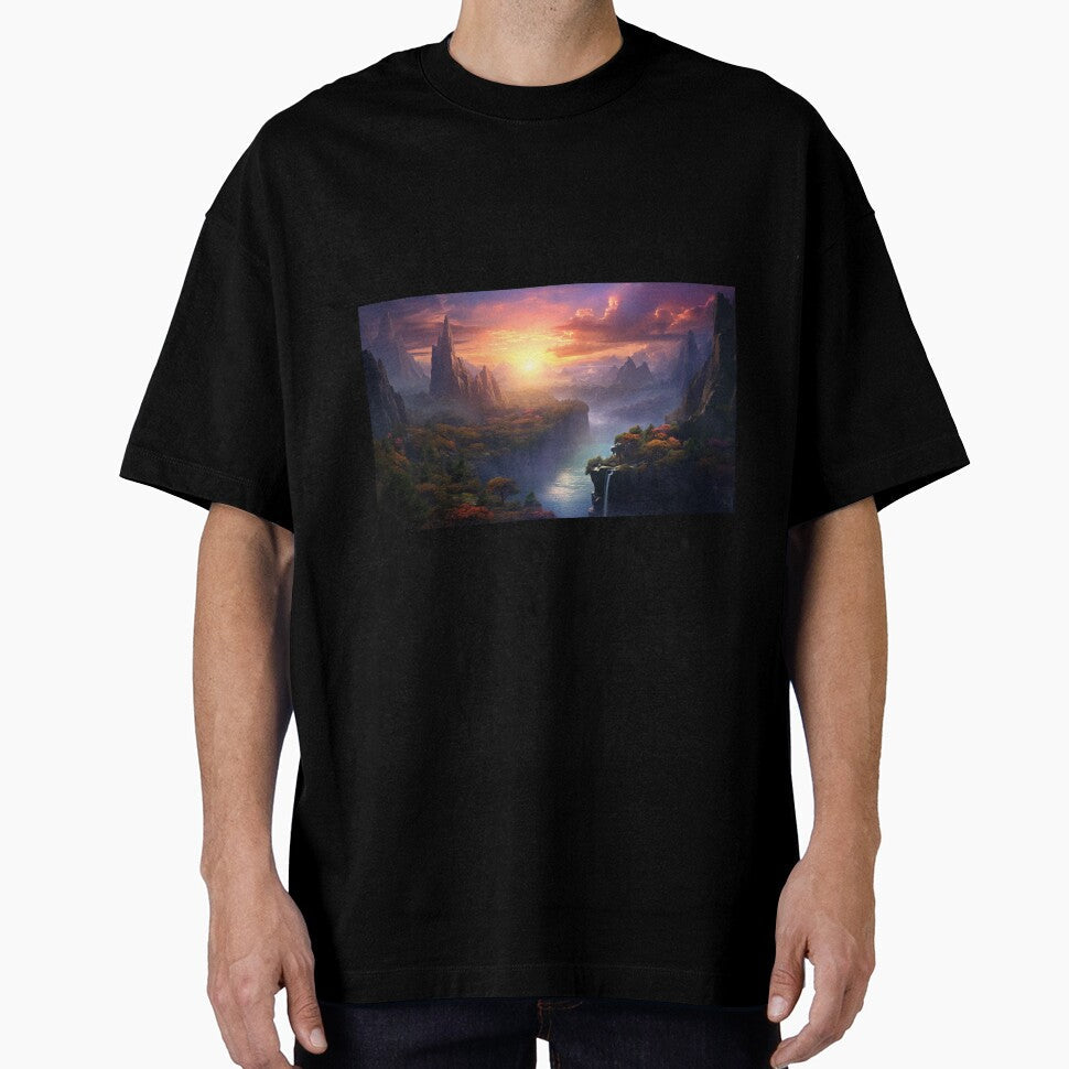 Fantasy Landscape - Echocrest Canyon by Fantasy Masterpiece Unisex T-shirt, Sweatshirt, Hoodie, Long Sleeve Tee - T-Shirt, Sweatshirt, Hoodie