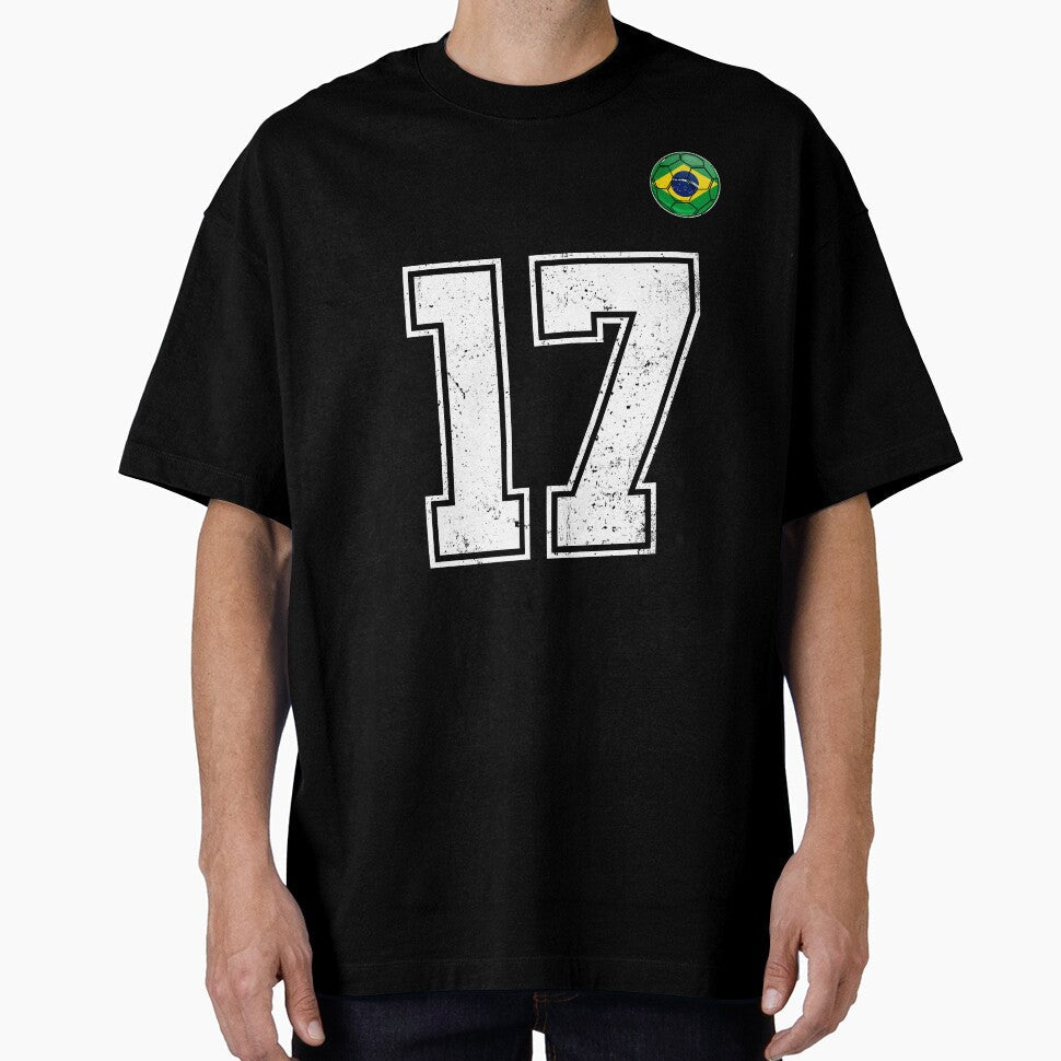Number 17 Brazil Futbol Football Brazilian soccer Flag Jersey by RoyesButler Unisex T-shirt, Sweatshirt, Hoodie, Long Sleeve Tee - T-Shirt, Sweatshirt, Hoodie
