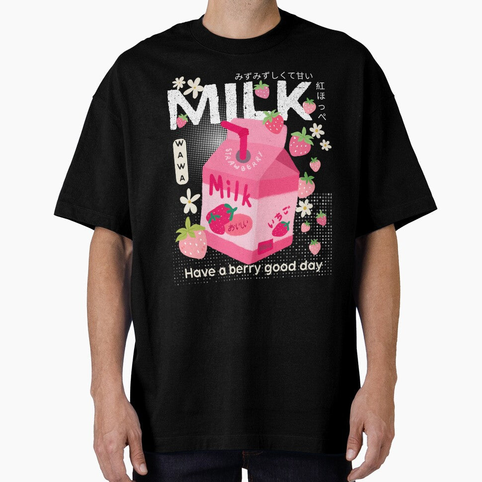 Strawberry milk kawaii by InkRiot Studios Unisex T-shirt, Sweatshirt, Hoodie, Long Sleeve Tee - T-Shirt, Sweatshirt, Hoodie