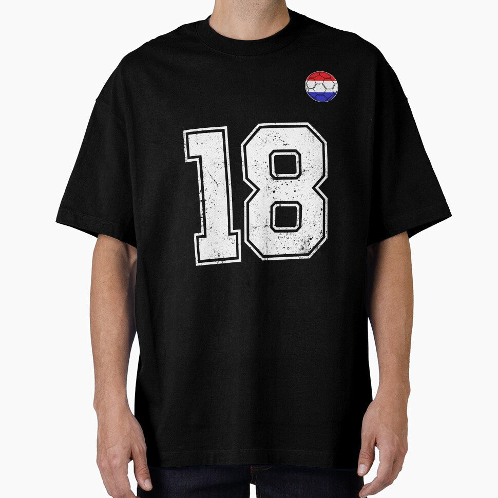 Netherlands Soccer Number 18 Vintage Sports Fan by LiviuGligoros Unisex T-shirt, Sweatshirt, Hoodie, Long Sleeve Tee - T-Shirt, Sweatshirt, Hoodie