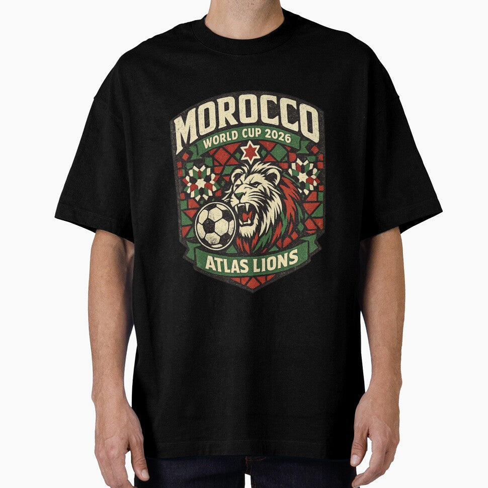 Morocco Atlas Lions World Cup 2026 Retro Vintage Football Fan T-Shirt by ArthUpscale Unisex T-shirt, Sweatshirt, Hoodie, Long Sleeve Tee - T-Shirt, Sweatshirt, Hoodie
