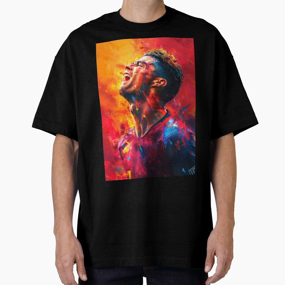 Cristiano Ronaldo Celebration Colorpainting by Tokyo Retro Unisex T-shirt, Sweatshirt, Hoodie, Long Sleeve Tee - T-Shirt, Sweatshirt, Hoodie