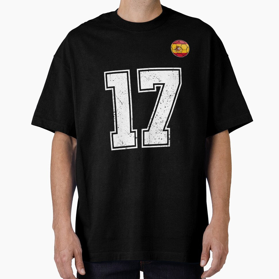 Spain Soccer Number 17 Vintage Sports Fan by KristenosNehk Unisex T-shirt, Sweatshirt, Hoodie, Long Sleeve Tee - T-Shirt, Sweatshirt, Hoodie