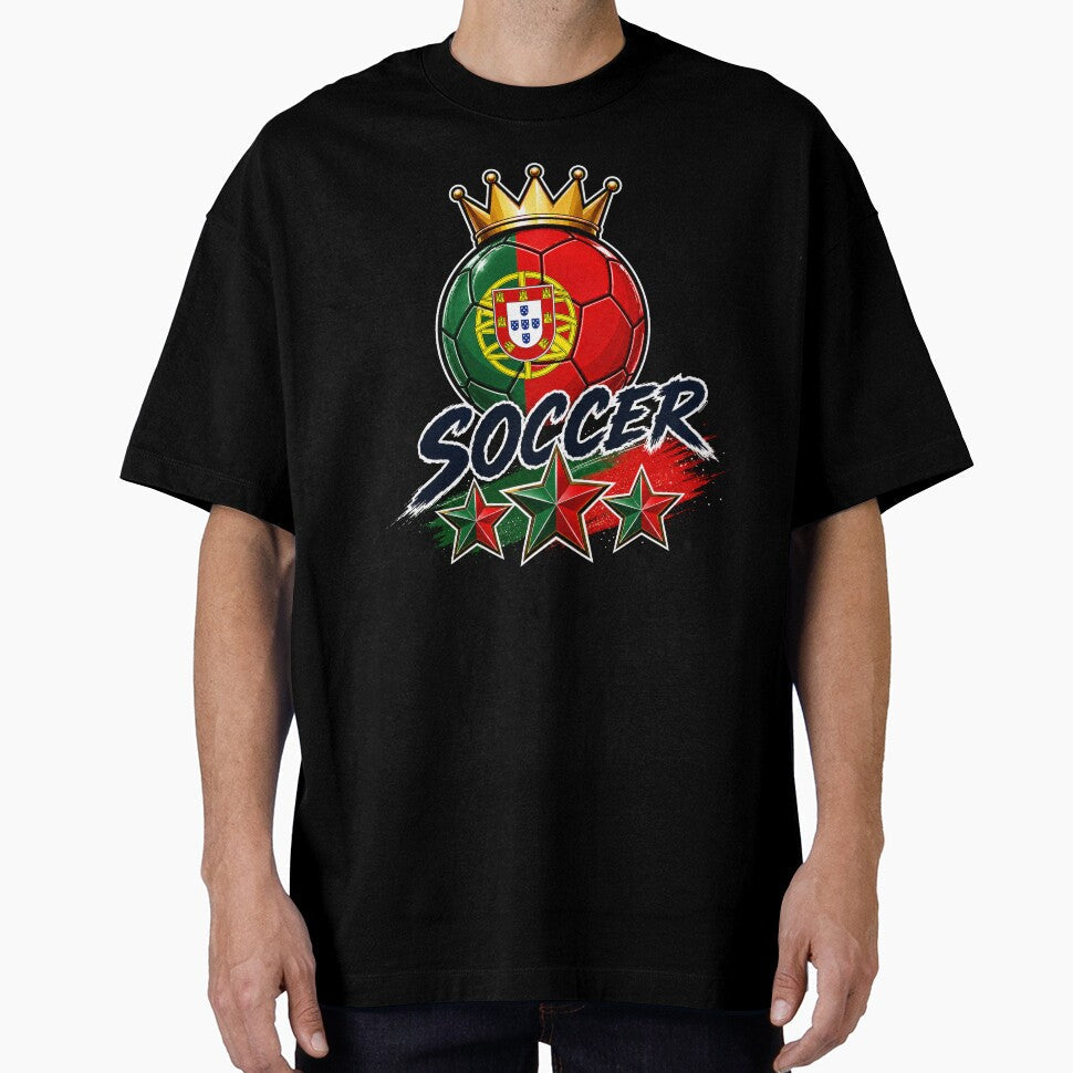 Portugal Flag Crowned Soccer Ball by QuiteOrbit Unisex T-shirt, Sweatshirt, Hoodie, Long Sleeve Tee - T-Shirt, Sweatshirt, Hoodie
