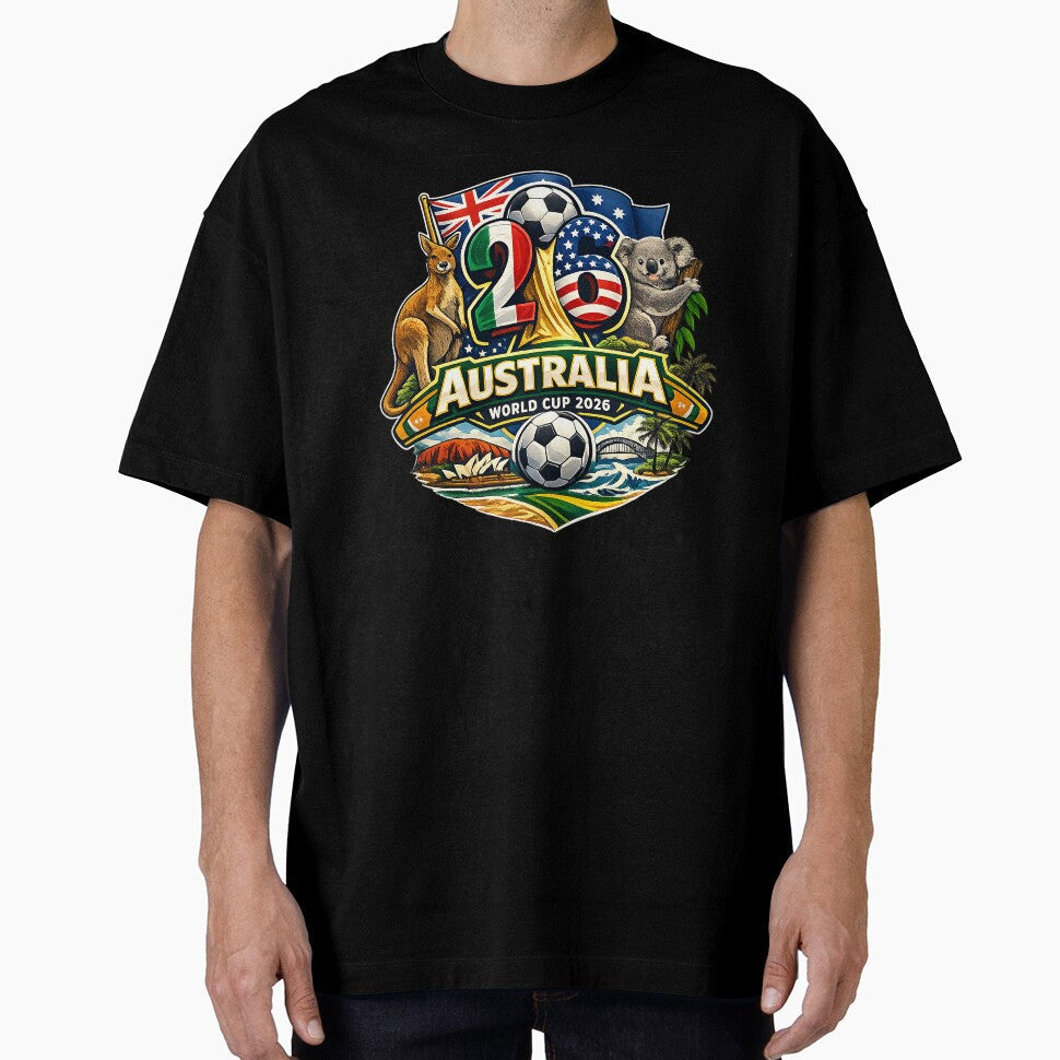 Australia 2026 Football Supporter Kangaroo Green & Gold Fan Art by homashad Unisex T-shirt, Sweatshirt, Hoodie, Long Sleeve Tee - T-Shirt, Sweatshirt, Hoodie