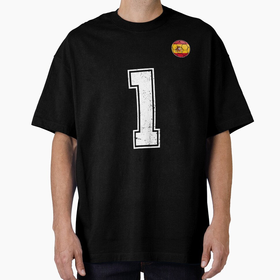 Spain Soccer Number 1 Vintage Sports Fan by KristenosNehk Unisex T-shirt, Sweatshirt, Hoodie, Long Sleeve Tee - T-Shirt, Sweatshirt, Hoodie