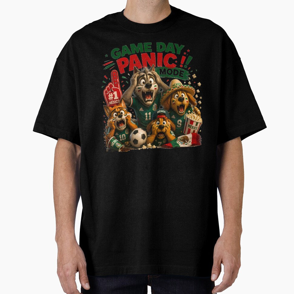 Game Day Panic | Funny Mexico Soccer Fans by WabiSabiSjak Unisex T-shirt, Sweatshirt, Hoodie, Long Sleeve Tee - T-Shirt, Sweatshirt, Hoodie
