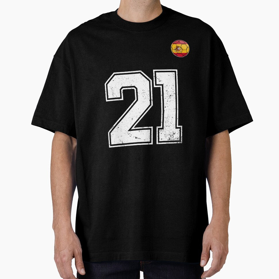 Spain Soccer Number 21 Vintage Sports Fan by KristenosNehk Unisex T-shirt, Sweatshirt, Hoodie, Long Sleeve Tee - T-Shirt, Sweatshirt, Hoodie