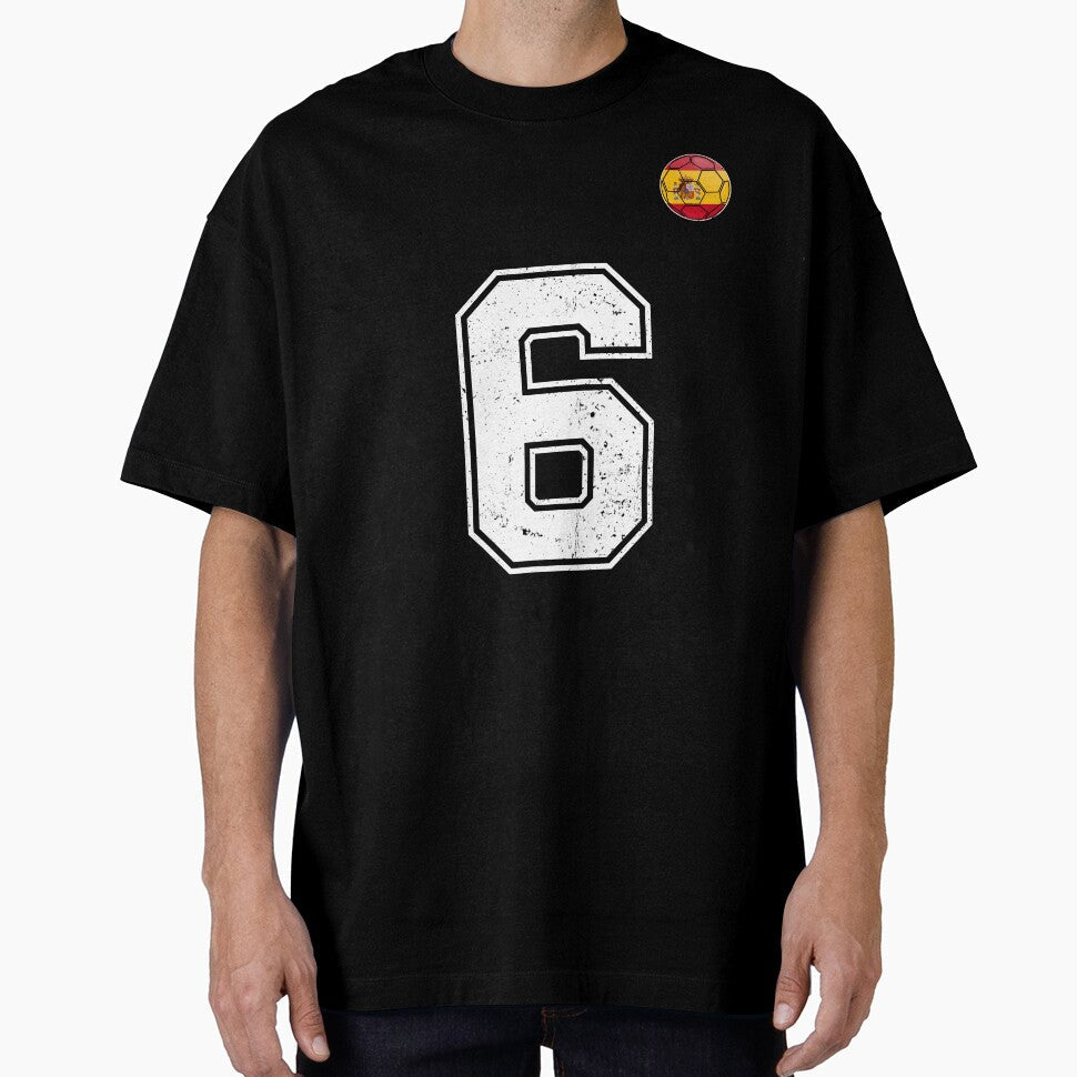 Spain Soccer Number 6 Vintage Sports Fan by KristenosNehk Unisex T-shirt, Sweatshirt, Hoodie, Long Sleeve Tee - T-Shirt, Sweatshirt, Hoodie