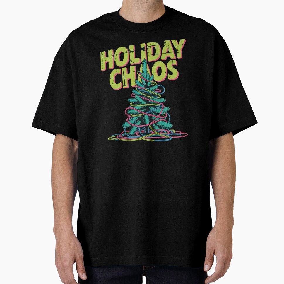Holiday Chaos Distressed Christmas Tree Neon Grunge Humor by chattsuede Unisex T-shirt, Sweatshirt, Hoodie, Long Sleeve Tee - T-Shirt, Sweatshirt, Hoodie