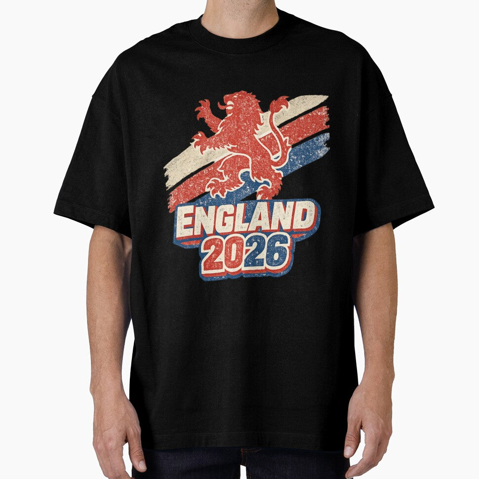 England 2026  Three Lions World Cup Retro by ArthUpscale Unisex T-shirt, Sweatshirt, Hoodie, Long Sleeve Tee - T-Shirt, Sweatshirt, Hoodie