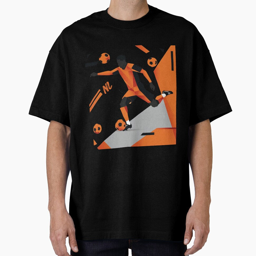 Modern Dutch Football Player Geometric Silhouette Art by PMTaurus Unisex T-shirt, Sweatshirt, Hoodie, Long Sleeve Tee - T-Shirt, Sweatshirt, Hoodie