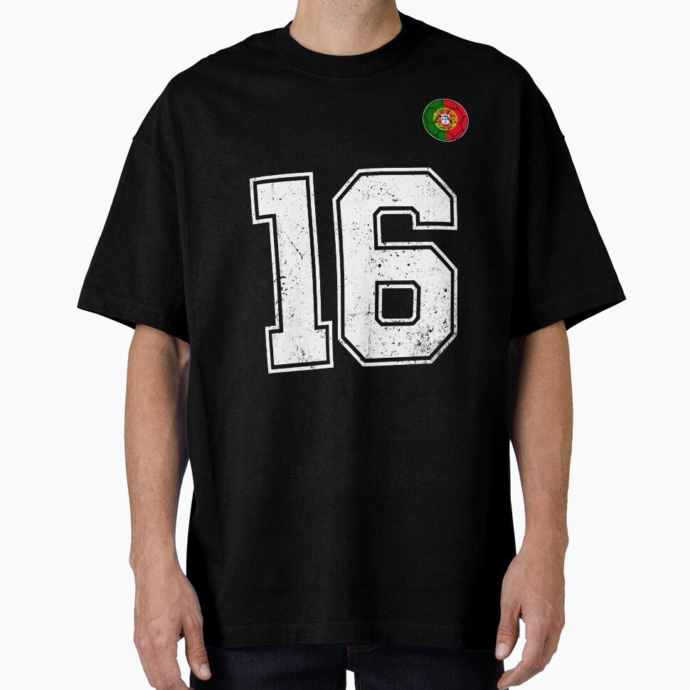 Portugal Soccer Number 16 Vintage Sports Fan by OliviaHayesArt Unisex T-shirt, Sweatshirt, Hoodie, Long Sleeve Tee - T-Shirt, Sweatshirt, Hoodie