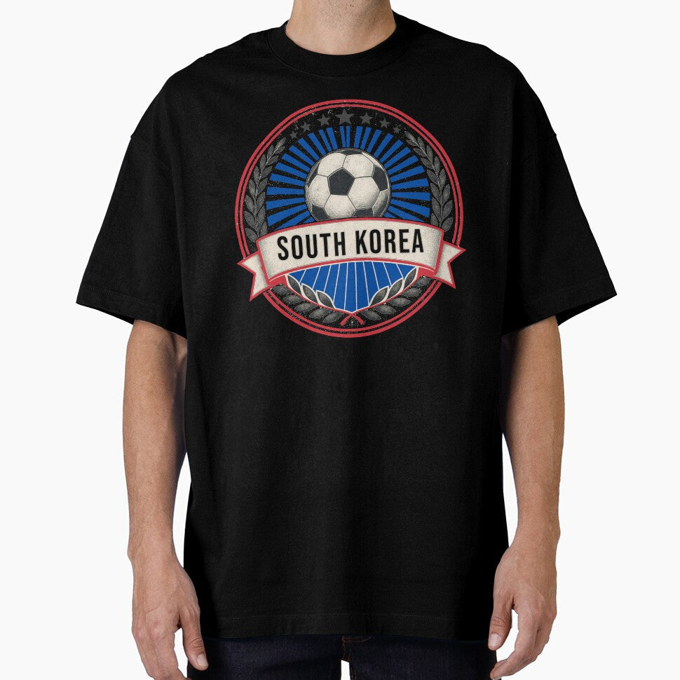 South Korea Vintage Soccer Crest  Retro Korean Football Badge Fan Emblem by icemanphotos Unisex T-shirt, Sweatshirt, Hoodie, Long Sleeve Tee - T-Shirt, Sweatshirt, Hoodie