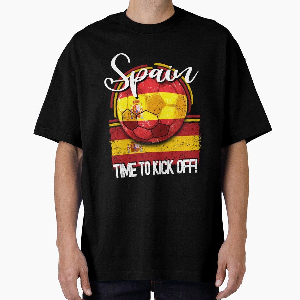 Spain Football Time to Kick Off, Vintage Soccer Ball by orangeblue21 Unisex T-shirt, Sweatshirt, Hoodie, Long Sleeve Tee - T-Shirt, Sweatshirt, Hoodie