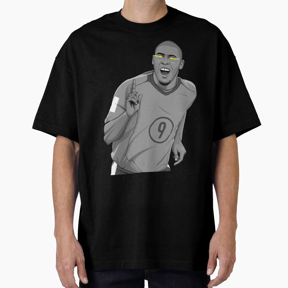 Ronaldo Nazario Black and White Version by Aldduardo Unisex T-shirt, Sweatshirt, Hoodie, Long Sleeve Tee - T-Shirt, Sweatshirt, Hoodie