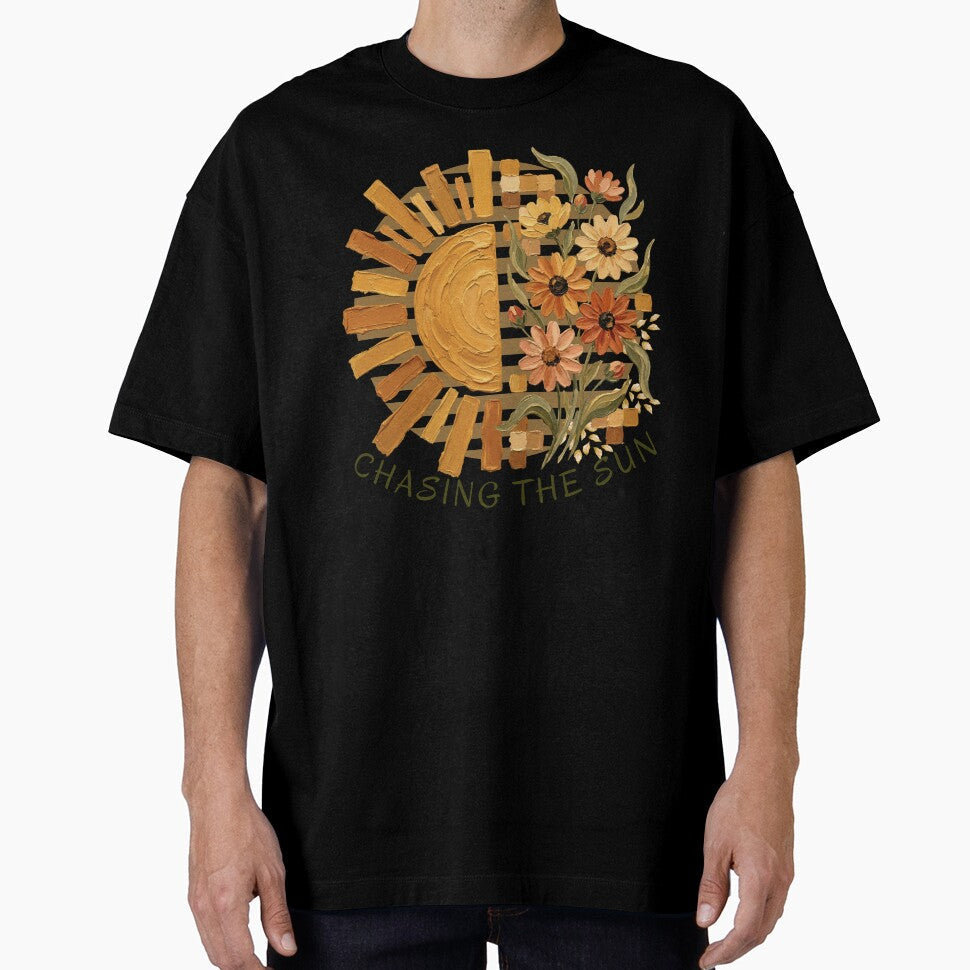 Chasing the Sun Boho Sunflower Impasto Art by VibranPalette Unisex T-shirt, Sweatshirt, Hoodie, Long Sleeve Tee - T-Shirt, Sweatshirt, Hoodie