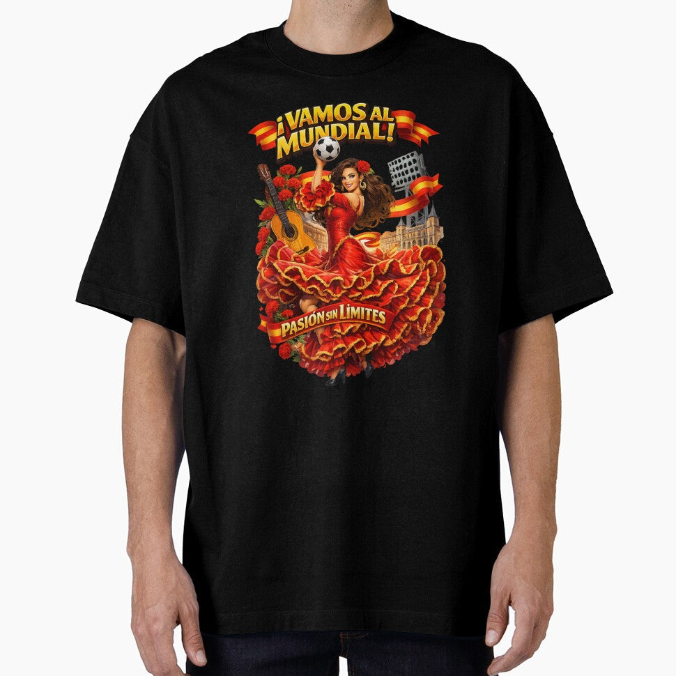 Spanish Flamenco Football Fan Shirt  Unique World Cup 2026 Supporter Design by Retro Arabica - T-Shirt, Sweatshirt, Hoodie